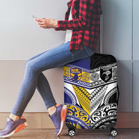 Rugby Niue and Aotearoa Luggage Cover Hiapo with Maori Moko Tribal Heritage Tattoos - Polynesian Pride