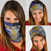 Rugby Niue and Aotearoa Neck Gaiter Hiapo with Maori Moko Tribal Heritage Tattoos - Polynesian Pride