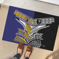 Rugby Niue and Aotearoa Rubber Doormat Hiapo with Maori Moko Tribal Heritage Tattoos - Polynesian Pride