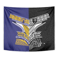 Rugby Niue and Aotearoa Tapestry Hiapo with Maori Moko Tribal Heritage Tattoos - Polynesian Pride