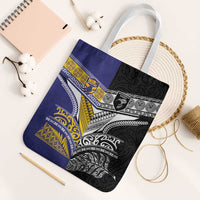 Rugby Niue and Aotearoa Tote Bag Hiapo with Maori Moko Tribal Heritage Tattoos - Polynesian Pride