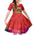 Hawaii Christmas Family Matching Off Shoulder Short Dress and Hawaiian Shirt Hula Girl Hibiscus With Hawaiian Style Tribal Fabric Patchwork LT03 Daughter's Dress Red - Polynesian Pride