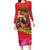 Hawaii Christmas Long Sleeve Bodycon Dress Hula Girl Hibiscus With Hawaiian Style Tribal Fabric Patchwork LT03 Long Dress Red - Polynesian Pride