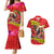 Personalised Hawaii Christmas Couples Matching Mermaid Dress and Hawaiian Shirt Hula Girl Hibiscus With Hawaiian Style Tribal Fabric Patchwork LT03 Red - Polynesian Pride