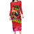 Personalised Hawaii Christmas Family Matching Long Sleeve Bodycon Dress and Hawaiian Shirt Hula Girl Hibiscus With Hawaiian Style Tribal Fabric Patchwork LT03 Mom's Dress Red - Polynesian Pride