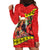 Personalised Hawaii Christmas Hoodie Dress Hula Girl Hibiscus With Hawaiian Style Tribal Fabric Patchwork LT03 - Polynesian Pride