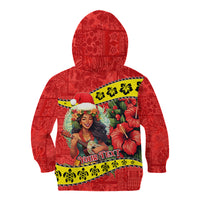 Personalised Hawaii Christmas Kid Hoodie Hula Girl Hibiscus With Hawaiian Style Tribal Fabric Patchwork LT03 - Polynesian Pride