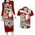 Tahiti Christmas Couples Matching Long Sleeve Bodycon Dress and Hawaiian Shirt Tiare Flowers and Pomarea Nigra with Polynesian Pattern LT03 Red - Polynesian Pride