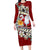 Tahiti Christmas Family Matching Long Sleeve Bodycon Dress and Hawaiian Shirt Tiare Flowers and Pomarea Nigra with Polynesian Pattern LT03 Mom's Dress Red - Polynesian Pride