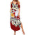 Tahiti Christmas Family Matching Summer Maxi Dress and Hawaiian Shirt Tiare Flowers and Pomarea Nigra with Polynesian Pattern LT03 Mom's Dress Red - Polynesian Pride