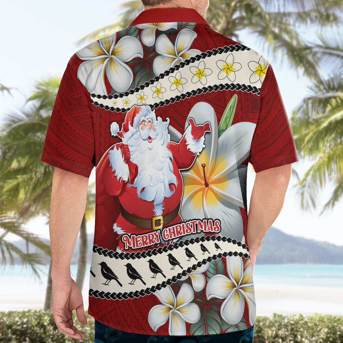 Tahiti Christmas Hawaiian Shirt Tiare Flowers and Pomarea Nigra with Polynesian Pattern LT03 - Polynesian Pride