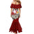 Tahiti Christmas Mermaid Dress Tiare Flowers and Pomarea Nigra with Polynesian Pattern LT03 - Polynesian Pride