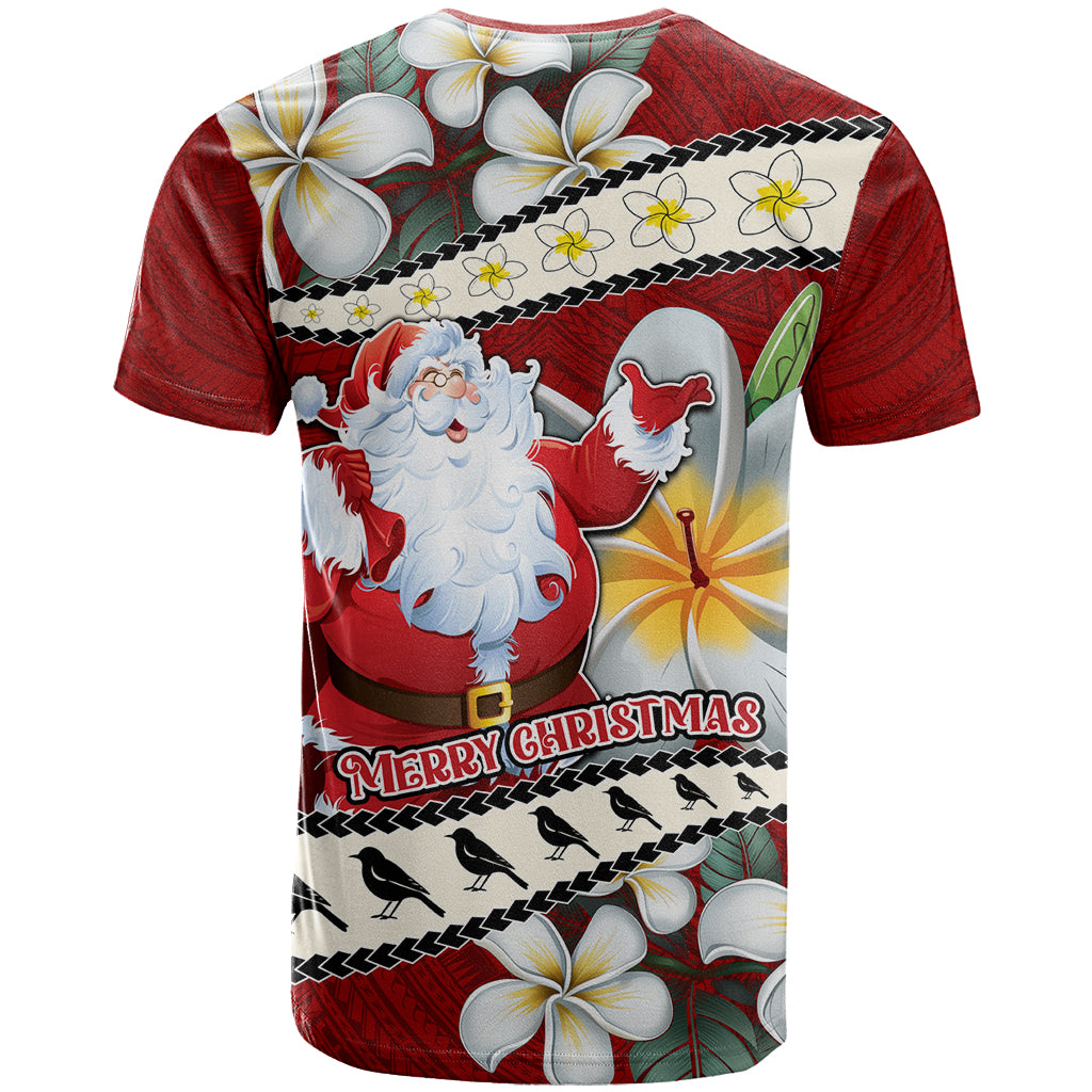 Tahiti Christmas T Shirt Tiare Flowers and Pomarea Nigra with Polynesian Pattern LT03 - Polynesian Pride