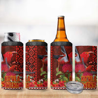 Hawaii KaʻUla Wena ʻIʻiwi 4 in 1 Can Cooler Tumbler With Tropical Plants and 'Ohi'a lehua Kakau Art Tattoo