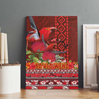 Hawaii KaʻUla Wena ʻIʻiwi Canvas Wall Art With Tropical Plants and 'Ohi'a lehua Kakau Art Tattoo