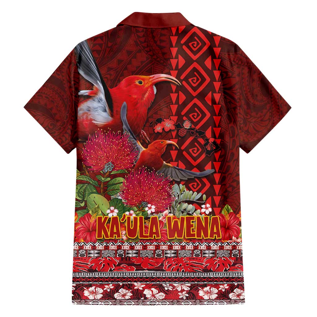 Hawaii KaʻUla Wena ʻIʻiwi Family Matching Puletasi and Hawaiian Shirt With Tropical Plants and 'Ohi'a lehua Kakau Art Tattoo