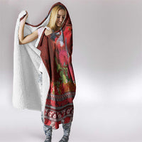 Hawaii KaʻUla Wena ʻIʻiwi Hooded Blanket With Tropical Plants and 'Ohi'a lehua Kakau Art Tattoo