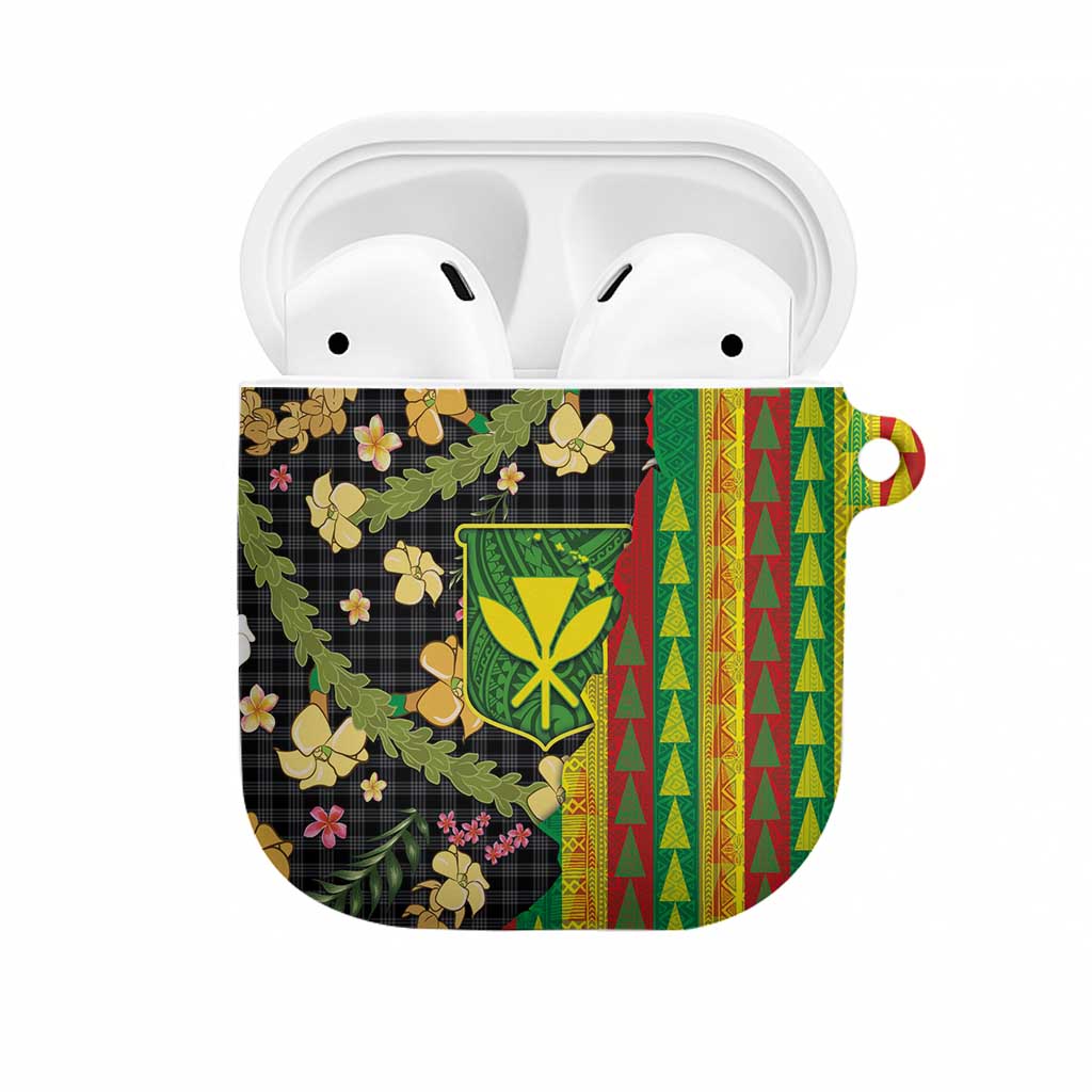 Hawaiian Tropical Plants Lei AirPods Case Kanaka Maoli Tribal with Palaka Motifs - Polynesian Pride