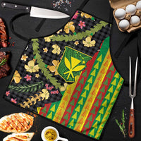 Hawaiian Tropical Plants Lei Apron Kanaka Maoli Tribal with Palaka Motifs - Polynesian Pride