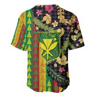 Hawaiian Tropical Plants Lei Baseball Jersey Kanaka Maoli Tribal with Palaka Motifs - Polynesian Pride