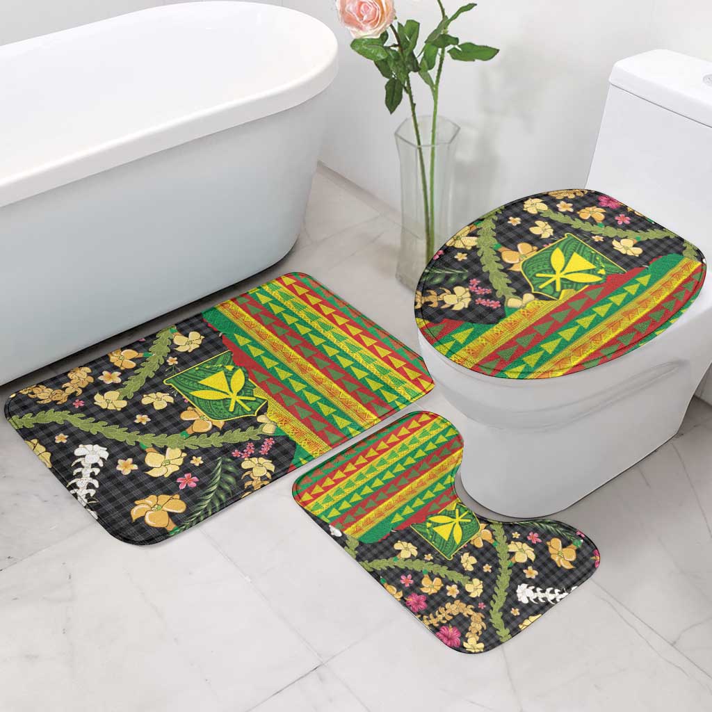 Hawaiian Tropical Plants Lei Bathroom Set Kanaka Maoli Tribal with Palaka Motifs LT03 - Polynesian Pride