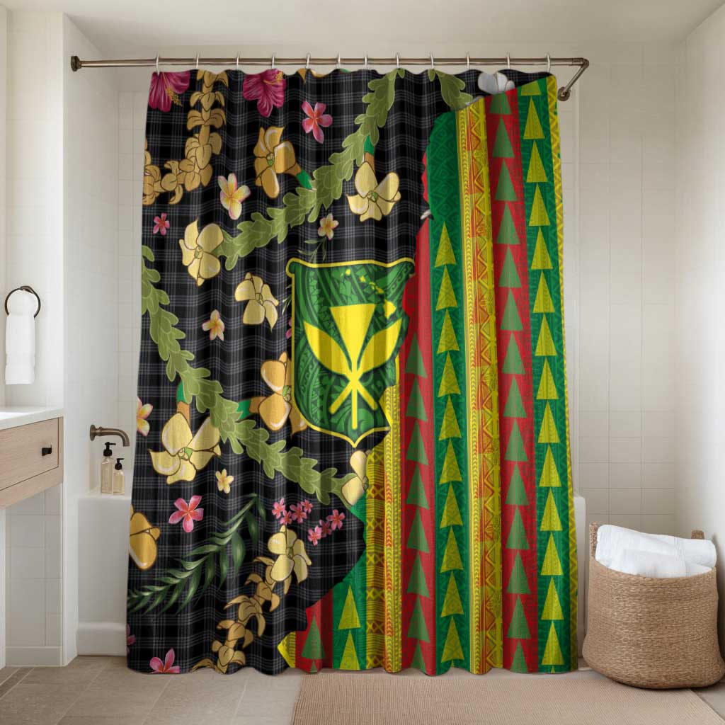 Hawaiian Tropical Plants Lei Bathroom Set Kanaka Maoli Tribal with Palaka Motifs LT03 Shower Curtain Only Multicolor - Polynesian Pride