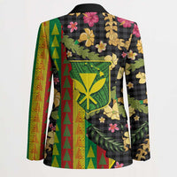 Hawaiian Tropical Plants Lei Blazer Kanaka Maoli Tribal with Palaka Motifs - Polynesian Pride