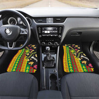 Hawaiian Tropical Plants Lei Car Mats Kanaka Maoli Tribal with Palaka Motifs - Polynesian Pride