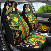 Hawaiian Tropical Plants Lei Car Seat Cover Kanaka Maoli Tribal with Palaka Motifs - Polynesian Pride