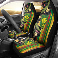 Hawaiian Tropical Plants Lei Car Seat Cover Kanaka Maoli Tribal with Palaka Motifs - Polynesian Pride