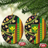 Hawaiian Tropical Plants Lei Ceramic Ornament Kanaka Maoli Tribal with Palaka Motifs - Polynesian Pride