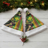 Hawaiian Tropical Plants Lei Christmas Santa Hat Kanaka Maoli Tribal with Palaka Motifs - Polynesian Pride