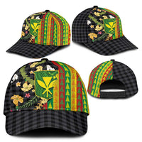 Hawaiian Tropical Plants Lei Classic Cap Kanaka Maoli Tribal with Palaka Motifs - Polynesian Pride