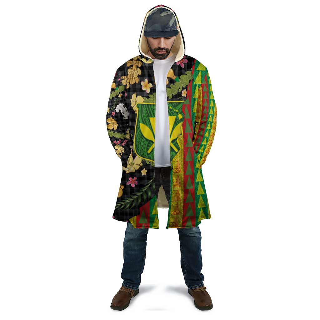 Hawaiian Tropical Plants Lei Cloak Kanaka Maoli Tribal with Palaka Motifs - Polynesian Pride