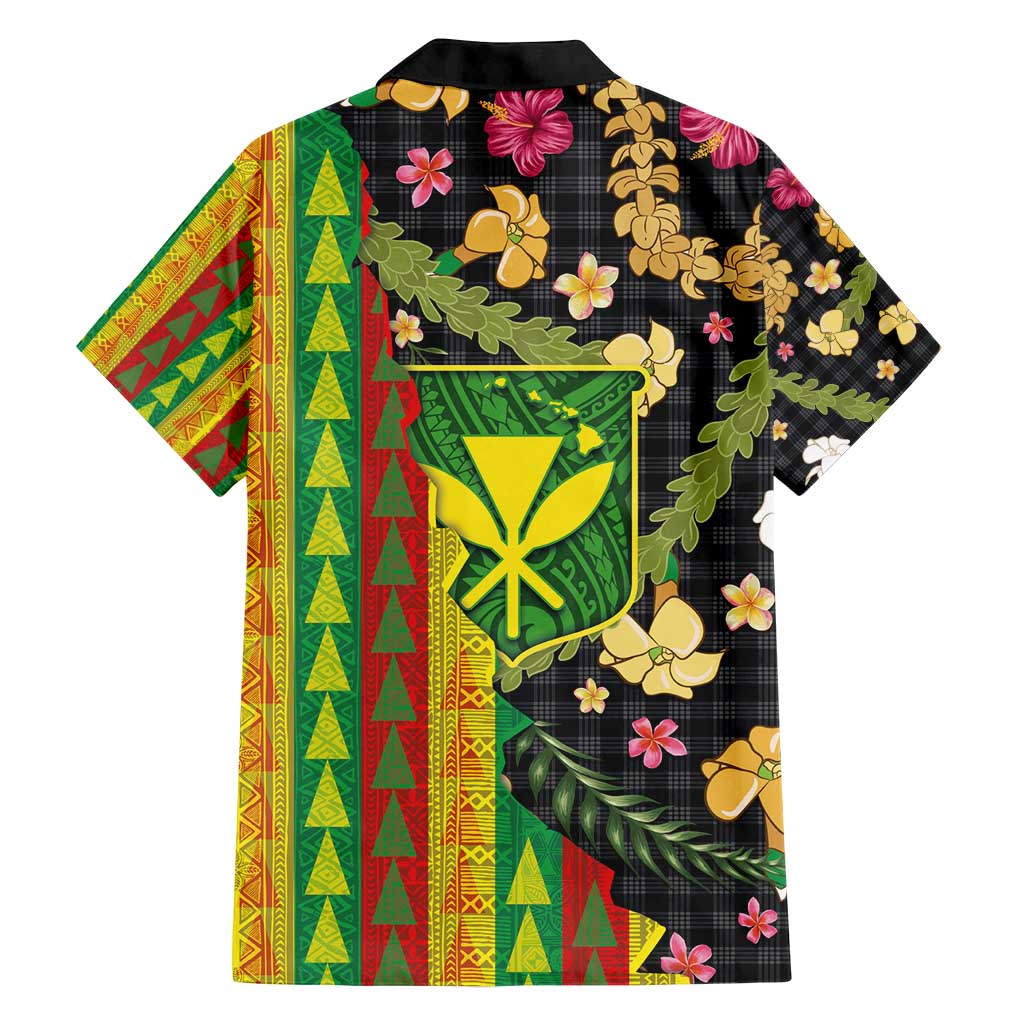 Hawaiian Tropical Plants Lei Family Matching Puletasi and Hawaiian Shirt Kanaka Maoli Tribal with Palaka Motifs - Polynesian Pride