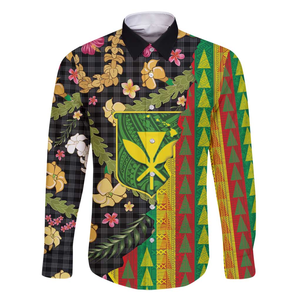 Hawaiian Tropical Plants Lei Family Matching Short Sleeve Bodycon Dress and Hawaiian Shirt Kanaka Maoli Tribal with Palaka Motifs - Polynesian Pride