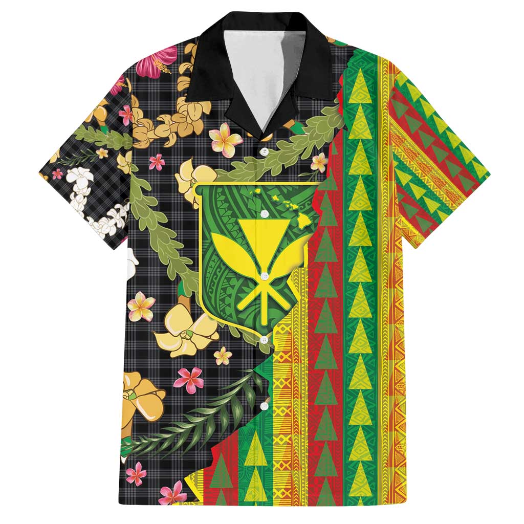 Hawaiian Tropical Plants Lei Family Matching Summer Maxi Dress and Hawaiian Shirt Kanaka Maoli Tribal with Palaka Motifs - Polynesian Pride