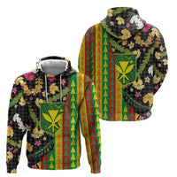 Hawaiian Tropical Plants Lei Hoodie Kanaka Maoli Tribal with Palaka Motifs - Polynesian Pride