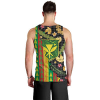 Hawaiian Tropical Plants Lei Men Tank Top Kanaka Maoli Tribal with Palaka Motifs - Polynesian Pride