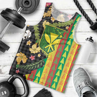 Hawaiian Tropical Plants Lei Men Tank Top Kanaka Maoli Tribal with Palaka Motifs - Polynesian Pride