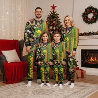 Hawaiian Tropical Plants Lei Christmas Pajama Set Kanaka Maoli Tribal with Palaka Motifs - Polynesian Pride