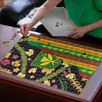 Hawaiian Tropical Plants Lei Puzzle Kanaka Maoli Tribal with Palaka Motifs - Polynesian Pride