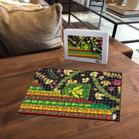 Hawaiian Tropical Plants Lei Puzzle Kanaka Maoli Tribal with Palaka Motifs - Polynesian Pride
