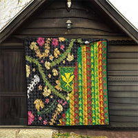 Hawaiian Tropical Plants Lei Quilt Kanaka Maoli Tribal with Palaka Motifs - Polynesian Pride