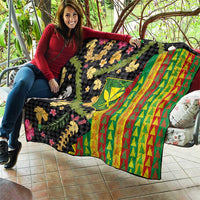 Hawaiian Tropical Plants Lei Quilt Kanaka Maoli Tribal with Palaka Motifs - Polynesian Pride