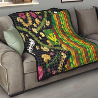 Hawaiian Tropical Plants Lei Quilt Kanaka Maoli Tribal with Palaka Motifs - Polynesian Pride