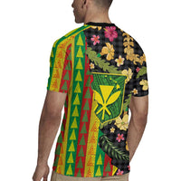 Hawaiian Tropical Plants Lei Rugby Jersey Kanaka Maoli Tribal with Palaka Motifs - Polynesian Pride