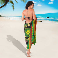 Hawaiian Tropical Plants Lei Sarong Kanaka Maoli Tribal with Palaka Motifs - Polynesian Pride