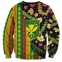 Hawaiian Tropical Plants Lei Sweatshirt Kanaka Maoli Tribal with Palaka Motifs - Polynesian Pride