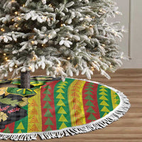 Hawaiian Tropical Plants Lei Tree Skirt Kanaka Maoli Tribal with Palaka Motifs - Polynesian Pride